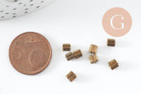 Perles rocaille Tube doré fleur texturé 3.5x3.5mm, x10 gr (G9885)