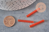 Cuentas de semillas de tubo, cuentas de semillas de naranja, vidrio naranja, tubo largo, cuenta de tubo naranja, 28 mm, x 10 g G4392