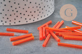 Cuentas de semillas de tubo, cuentas de semillas de naranja, vidrio naranja, tubo largo, cuenta de tubo naranja, 28 mm, x 10 g G4392