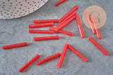 Cuentas de semillas de tubo, cuentas de semillas rojas, vidrio rojo, tubo largo, cuenta de tubo rojo, 28 mm, x 10 g G4390