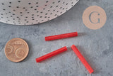 Cuentas de semillas de tubo, cuentas de semillas rojas, vidrio rojo, tubo largo, cuenta de tubo rojo, 28 mm, x 10 g G4390