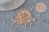 Cuentas de rocalla en tubo rosa champán metalizado 6-8mm x 1.6mm, x10gr (G2459)