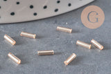 Cuentas de rocalla en tubo rosa champán metalizado 6-8mm x 1.6mm, x10gr (G2459)
