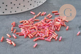 Iridescent red tube seed beads, tube bead, red seed beads, iridescent red beads, 6mm x 2mm, x 5gr G0666