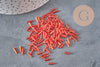 Tube seed beads, metallic red, red seed beads, red metallic beads, glass beads 6mmx2mm, x 5gr G5381
