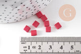 Perles rocaille carré verre rectangle rose façon tila 4.5mm 2 trous, x50 (G7485)