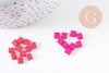 Perles rocaille carré verre rectangle rose façon tila 4.5mm 2 trous, x50 (G7485)