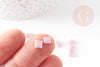 Perles rocaille carré verre rectangle rose nacré façon tila 2 trous 4.5mm, x50 (4.8GR) (G7750)