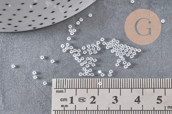 Perles rocailles Miyuki blanc nacré, Perles de rocaille japonaise White Lined Crystal ,perle rocaille perlage,15/0, 1.5mm, Sachet 10g (G3954)