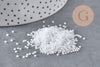 Perles rocailles Miyuki blanc nacré, Perles de rocaille japonaise White Lined Crystal ,perle rocaille perlage,15/0, 1.5mm, Sachet 10g (G3954)