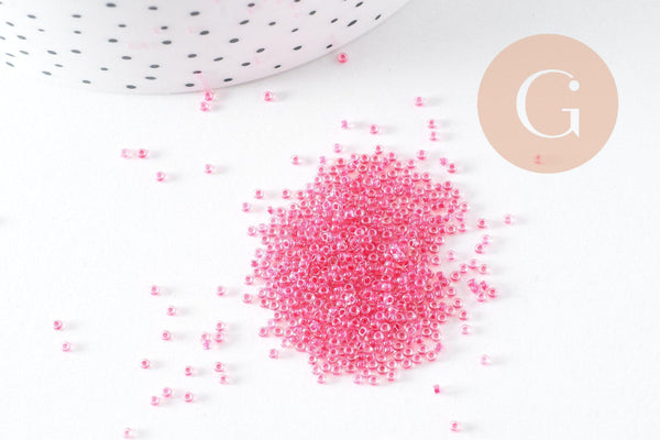 Perles rocailles miyuki rose, Perle rocaille japonaise Fuchsia Lined Crystal ,perle rocaille perlage,15/0, 1.5mm, Sachet 10g (G3956)