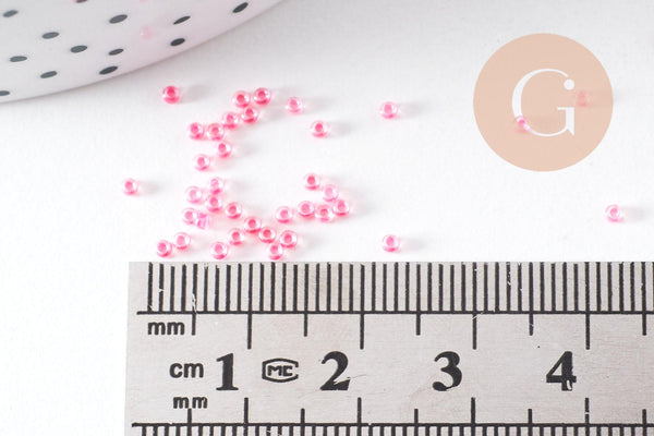 Perles rocailles miyuki rose, Perle rocaille japonaise Fuchsia Lined Crystal ,perle rocaille perlage,15/0, 1.5mm, Sachet 10g (G3956)