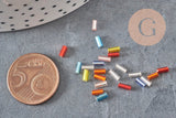 Cuentas rocalla tubulares de vidrio multicolor metalizado 4mm, x10gr (G7889)