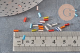 Cuentas rocalla tubulares de vidrio multicolor metalizado 4mm, x10gr (G7889)