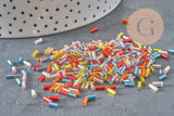 Cuentas rocalla tubulares de vidrio multicolor metalizado 4mm, x10gr (G7889)