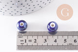 Perles ronde porcelaine bleu irisé,perle ronde bleu canard, porcelaine bleue, 1cm, x5 (G1162)