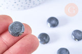 Perles ronde porcelaine grise, création bijoux,1.5cm, x5 (G1016)