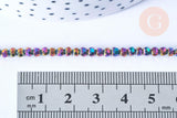 Perles rondelle cristal noir irisé facette 3.5x2.5mm, x1 fil 25.4cm (G6754)
