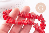 Perles rondelles corail rouge naturel 8-11mm, x1 fil de 40cm (G3536)