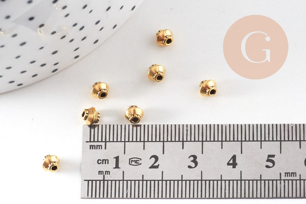 Perles rondelles coupelles intercalaires zamac doré 5mm, x50 (G10817)