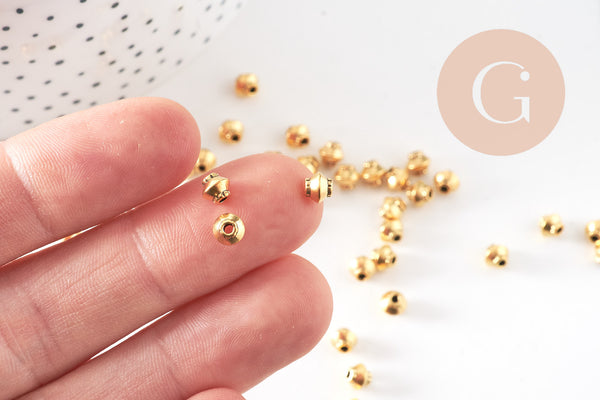 Perles rondelles coupelles intercalaires zamac doré 5mm, x50 (G10817)