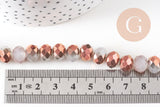 Perles rondelles cristal blanc et doré – 10x8mm, fil de 48cm x1 (G10753)