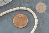 Perles rondelles howlite blanche synthétique ,pierre heshi en howlite synthétique, fil de 40cm, 5x3mm, x1 (G5569)