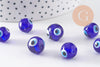Perles rondes Mauvais Oeil bleue,perle Bijoux, perles rondes,perle verre artisanal chance pour création bijoux, 12mm, x10 (G3338)