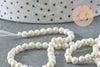 Perles rondes coquillage naturel blanche nacrées 4mm, x1 fil de 40cm (G10132)