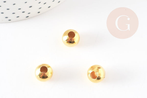 Perles rondes dorées intercalaires, perles dorées, apprêts dorés, diamètre 1cm, x10 (G1165)