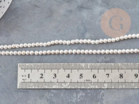 Perles rondes nacre blanche naturelle 3mm, création bijoux nacre coquillage, fil de 41cm, x1 (G9032)