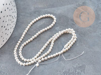Perles rondes nacre blanche naturelle 3mm, création bijoux nacre coquillage, fil de 41cm, x1 (G9032)