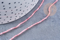 Perles rondes quartz fraise 2mm, pierre naturelle, le fil de 38cm, x1 (G8699)