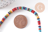 Perles rondes rondelles howlite multicolore, perles pierre,fabrication bijoux,perle heshi,howlite synthétique, fil de 160 perles, X1 G4500