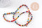 Perles rondes rondelles howlite multicolore, perles pierre,fabrication bijoux,perle heshi,howlite synthétique, fil de 160 perles, X1 G4500
