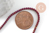 Perles rondes rose rouge métallisées verre 2,5mm, perles pour création bijoux verre, le fil de 35.8cm, x1 (G8708)