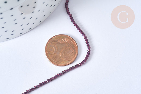 Perles rondes verre violette facettes 2mm, cristal,x1 le fil de 38cm (G7952)