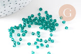 Perles toupie bicone cristal autrichien facette vert 4mm, x20 (G10514)