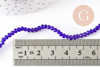 Perles toupies bleu, cristal bleu marine,Perle verre facette, 3x2mm- fil de 38 cm, x1 (G2198)