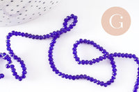 Perles toupies bleu, cristal bleu marine,Perle verre facette, 3x2mm- fil de 38 cm, x1 (G2198)