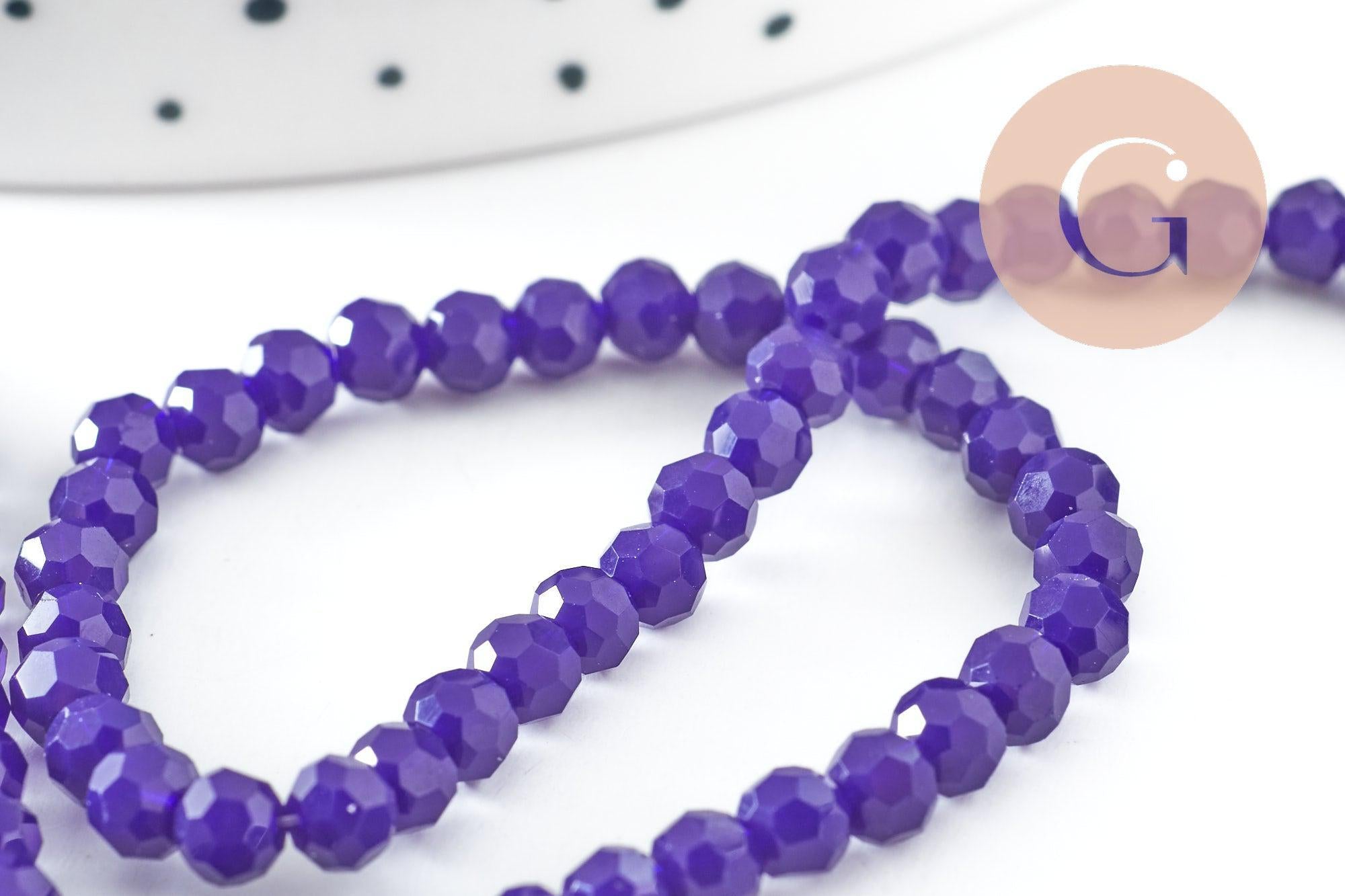 Perles toupies cristal bleu roi 4-5mm, perles bijoux, perle cristal verre facette,fil de 34 cm x1 (G6216)