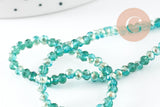 Perles toupies cristal bleu turquoise transparent irisé 3.5x2.5mm, x1 fil de 40cm (G6760)