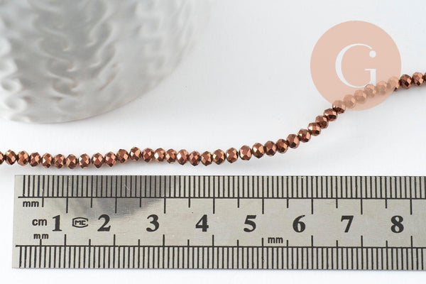 Perles toupies cristal cuivre, perles bijoux, perle cristal,Perle verre facette,création bijoux, fil de 180,3x2mm x1 (G5910)