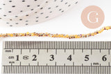 Perles toupies cristal jaune irisé, perles bijoux, perle cristal, Perle verre facette,fil de 26cm, 2mm, x1 (G4506)