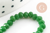 Perles toupies vert émeraude, perles bijoux, fourniture créative, Perle verre facette,fil de 36cm, 3mm x1 (G5376)