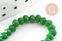 Perles toupies vert émeraude, perles bijoux, fourniture créative, Perle verre facette,fil de 36cm, 3mm x1 (G5376)