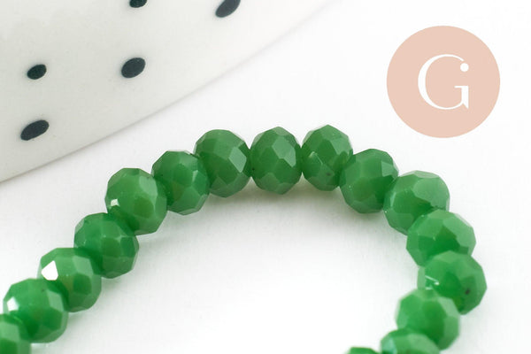 Perles toupies vert émeraude, perles bijoux, fourniture créative, Perle verre facette,fil de 36cm, 3mm x1 (G5376)