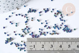 Perles tube bleu reflets violets verts mat façon Delica miyuki, x1 sachet de 8g (G8134)