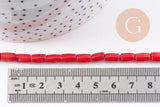 Perles tube corail en bambou de mer (imitation corail), corail teinté, 5x8mm,le fil de 40cm x1 (G4137)