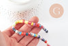 Perles tube heishi porcelaine multicolore 4.5mm, création bijoux fantaisie DIY, fil de 30cm, x1 G9660